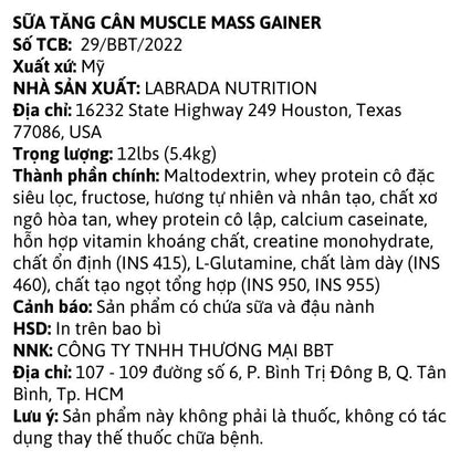 Labrada Muscle Mass Gainer 12lbs